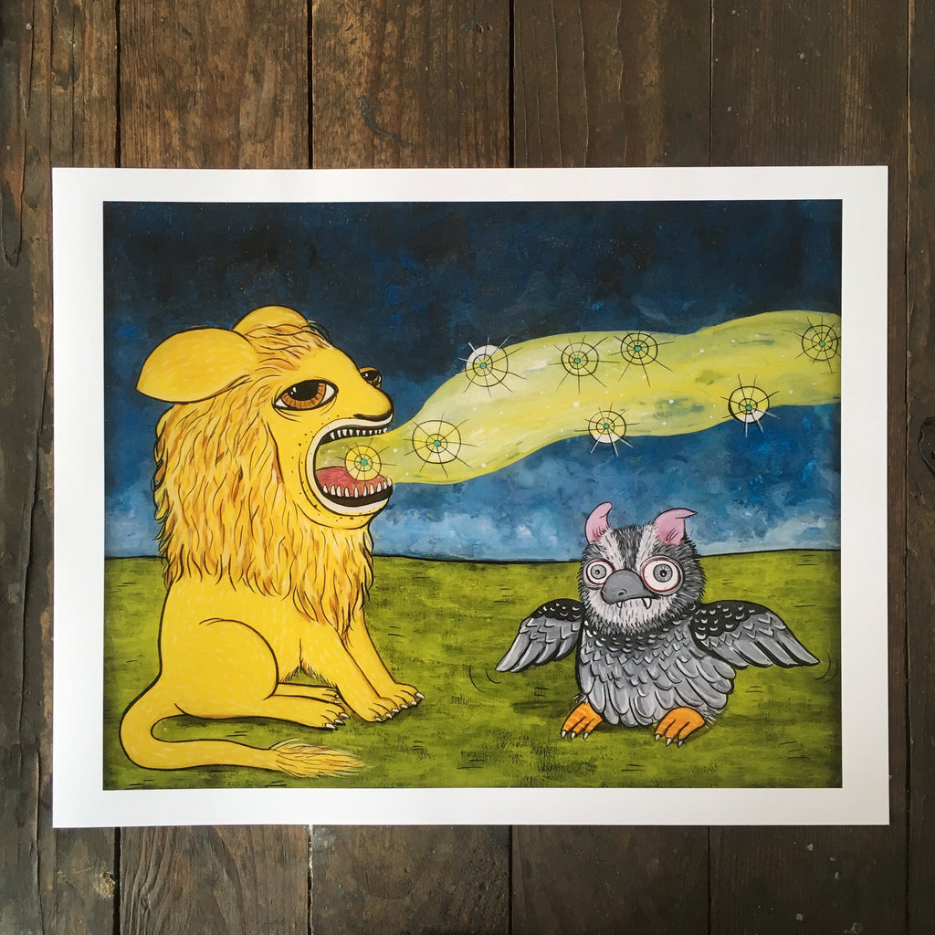 Counting Stars Julie Armbruster lion owl art print