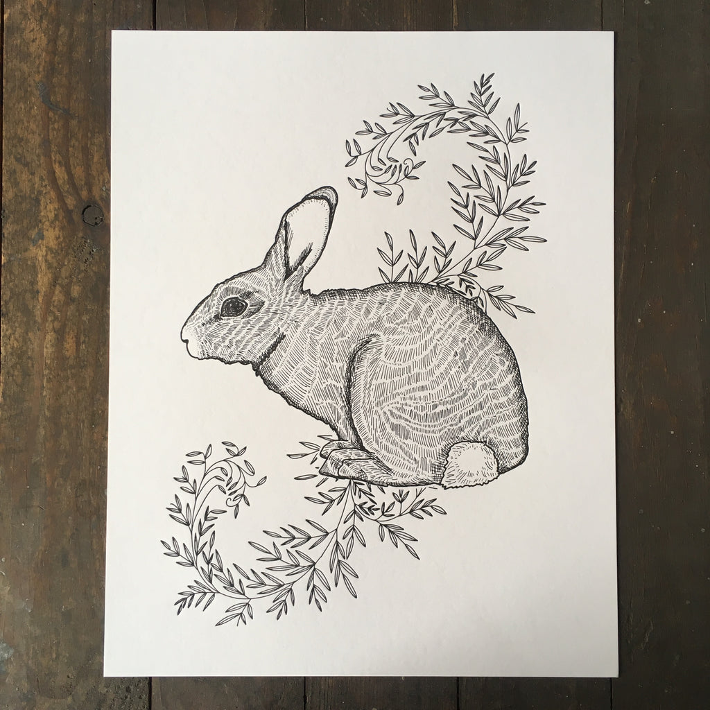 Rabbit With Vines - Print