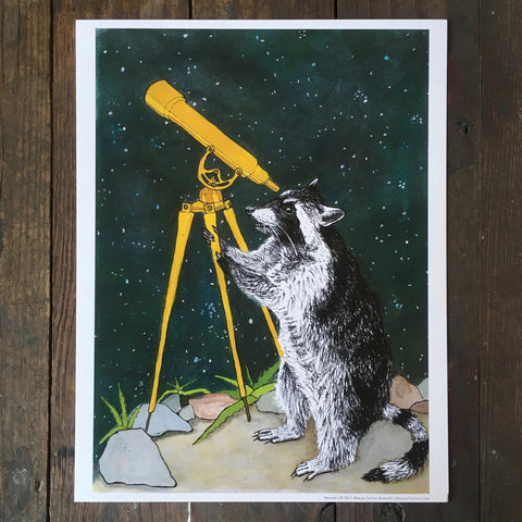 Raccoon and Telescope - Print